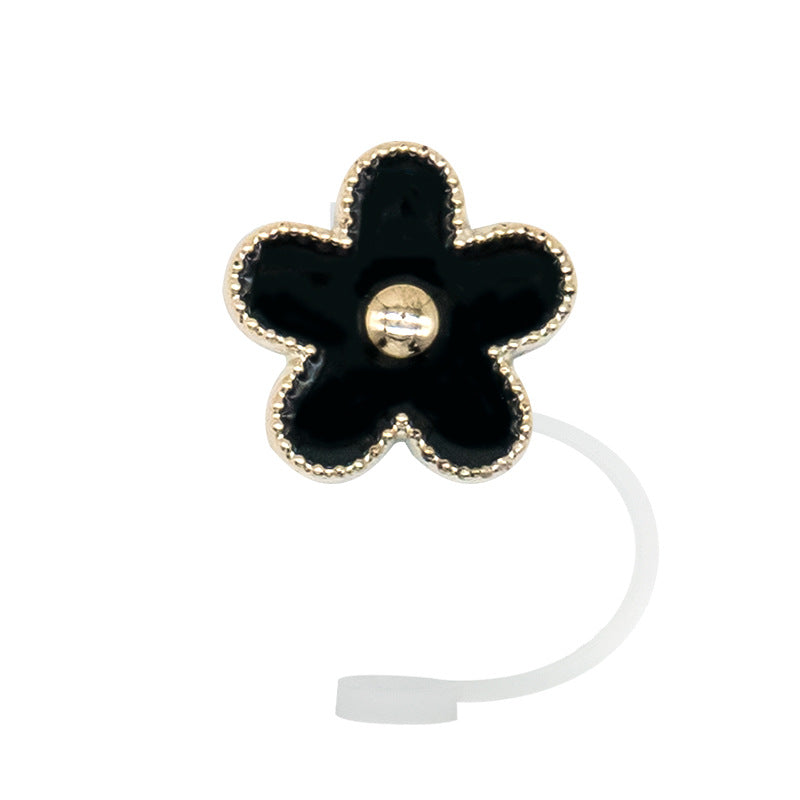 Wholesale 10pcs/packAcrylic Straw Cap Dust Plug Imitation Metal Shell